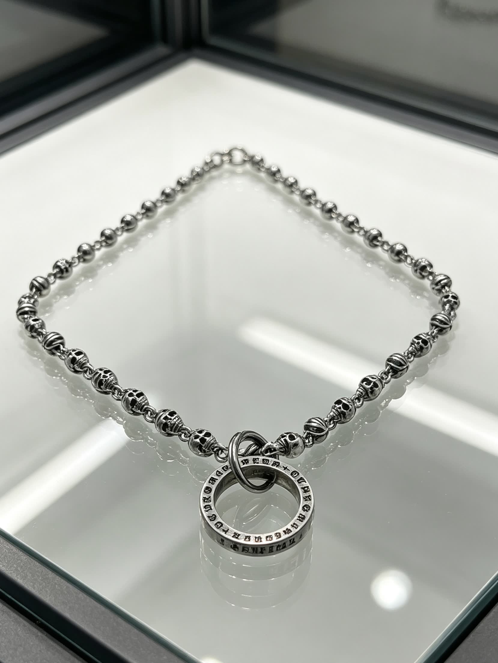 Chrome Hearts Silver Skull and Star Chain Necklace